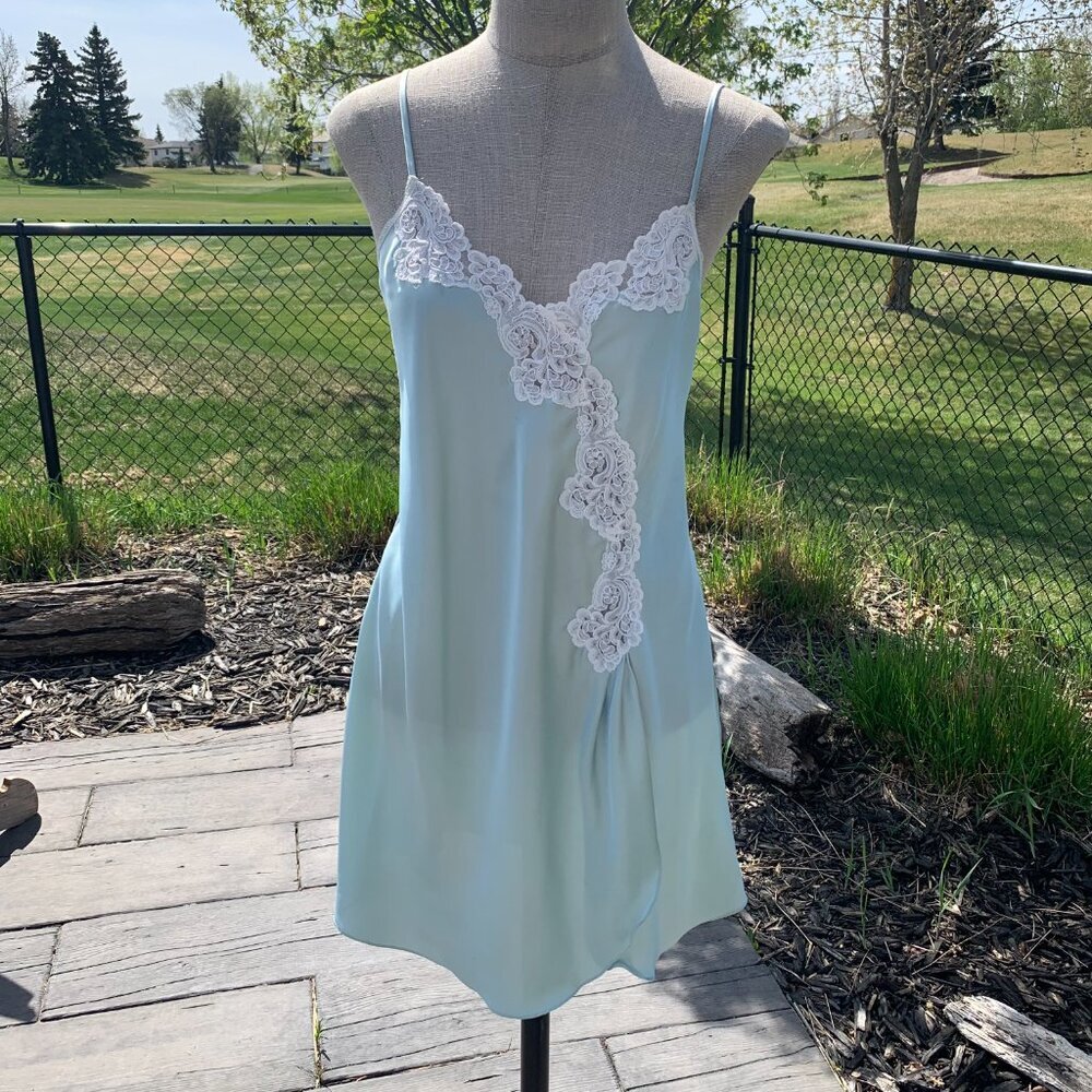 Vintage Y2K Linda Slip Dress Silky Satin Lace Trim Nightie Boho Short Lingerie - Picture 6 of 16